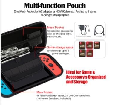 Fodral för Nintendo Switch Hård Förvaringsväska Svart