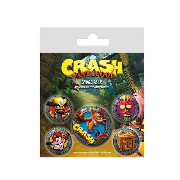 Crash Bandicoot Badge Set Officiell Activision produkt
