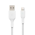 Miniatyrbild 2 av 4: USB till Lightning-kabel MFi 18W Flätad Nylon 15cm Belkin Synchro Charge vit