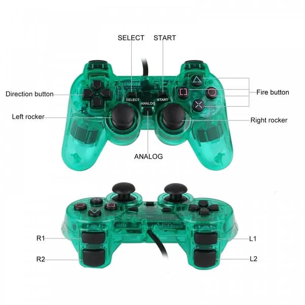 Handkontroll Playstation 2 Transparent/Röd