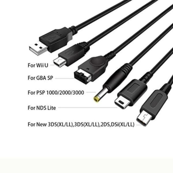 5-i-1 USB-kabel kompatibelt med Nintendo Wii U / 3DSXL / 3DS