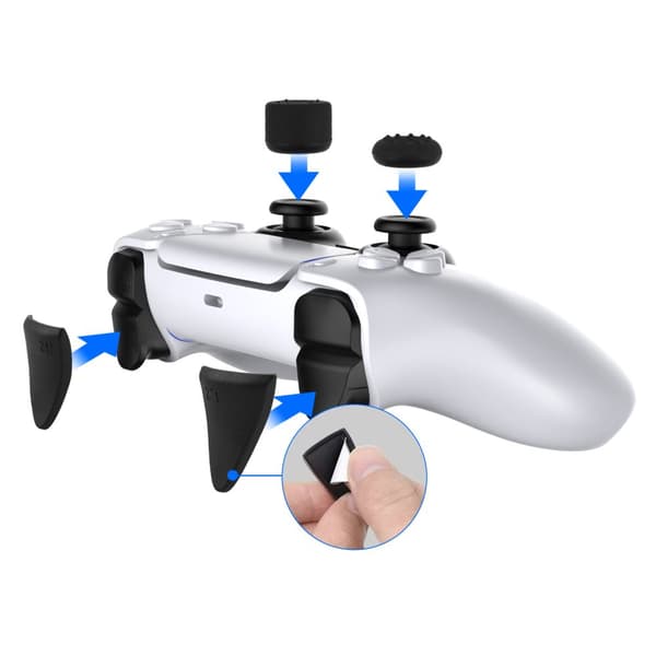 INF Svarte silikonknapphetter for PS5-kontroller