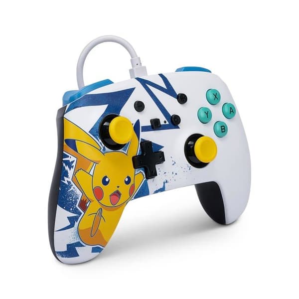 Trådbunden handkontroll - PowerA - Nintendo Switch - Pikachu High Voltage - Vit - Gul