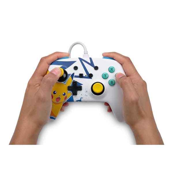 Trådbunden handkontroll - PowerA - Nintendo Switch - Pikachu High Voltage - Vit - Gul