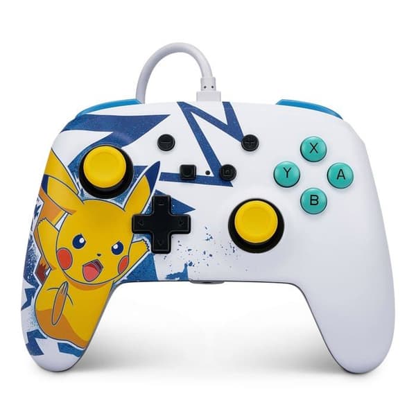 Trådbunden handkontroll - PowerA - Nintendo Switch - Pikachu High Voltage - Vit - Gul