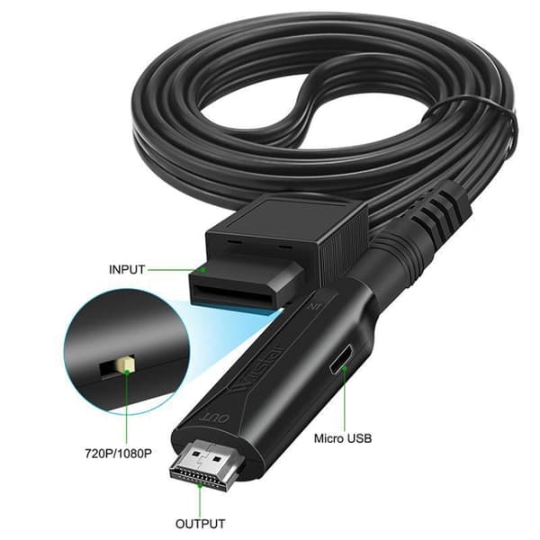 Adapterkabel kompatibel med Nintendo Wii till HDMI 1m 1080P