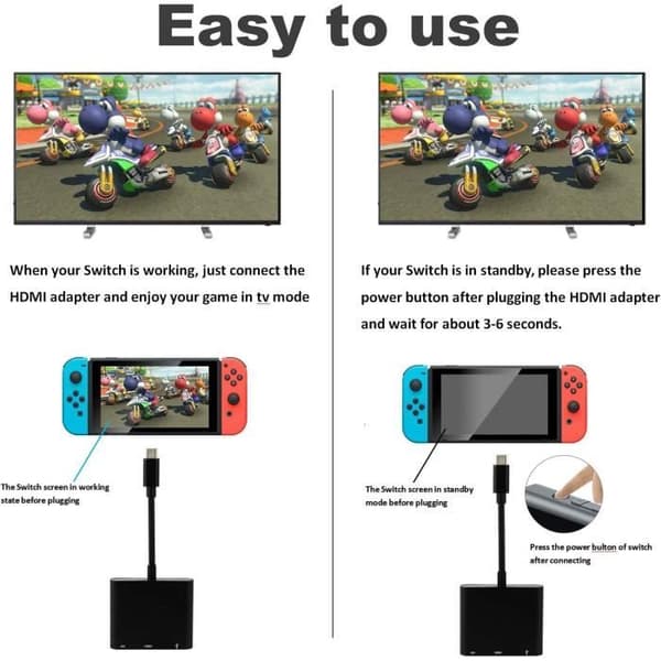 Nintendo Switch HDMI-adapter USB Typ C till 4K 1080 HDMI konverterkabel för Nintendo Switch / Macbook Pro / Samsung Galaxy