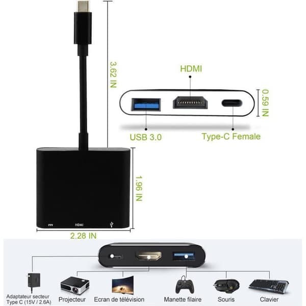 Nintendo Switch HDMI-adapter USB Typ C till 4K 1080 HDMI konverterkabel för Nintendo Switch / Macbook Pro / Samsung Galaxy