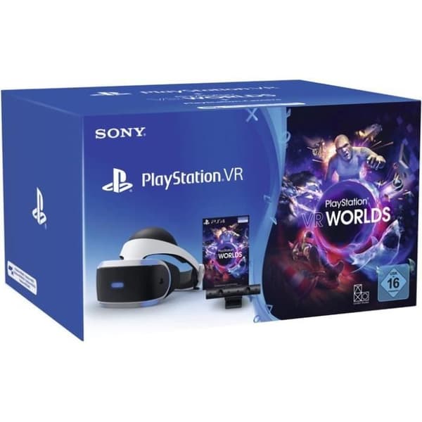 Sony PlayStation VR + Kamera + VR Worlds Voucher, Dedikerat headset, Svart, Vit, 100°, OLED, 1920 x 1080 pixlar
