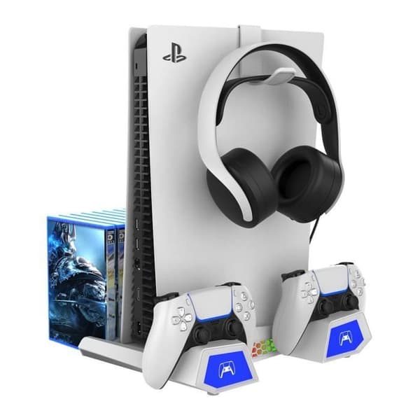 Stödpunkt för PS5 / PS5 Slim Multifunktion RGB med Fläkt Ipega Vit