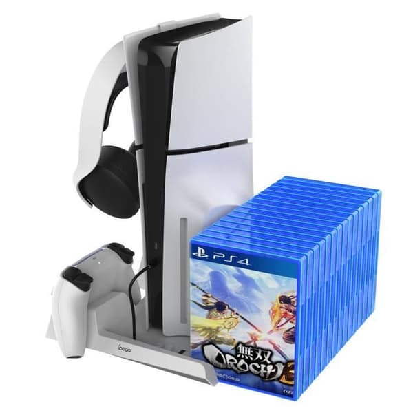 Stödpunkt för PS5 / PS5 Slim Multifunktion RGB med Fläkt Ipega Vit