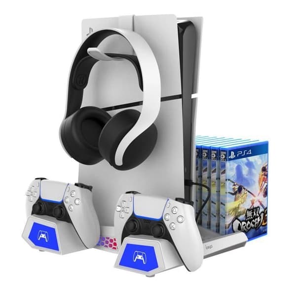 Stödpunkt för PS5 / PS5 Slim Multifunktion RGB med Fläkt Ipega Vit