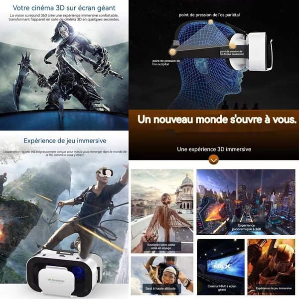 HTBE® 3D vr glasögon justerbar bärbar teater virtuell verklighet video magisk spegel allmänt kompatibel