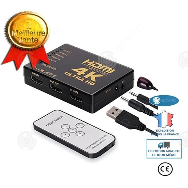 INN® Kabel HDMI-omkopplare 4k 1080P 5-portars väljare splitter switch splitter adapter fjärrkontroll stöd prestanda Avstånd