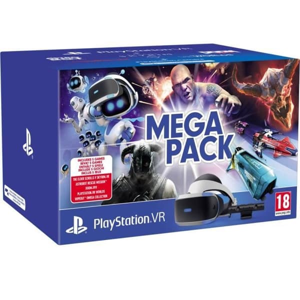 PSVR MK4 MegaPack: PSVR Headset + PS Camera V2 + VR Worlds + Skyrim + Doom VFR + WipEout OC + Astro Bot - Officiell PlayStation- USED