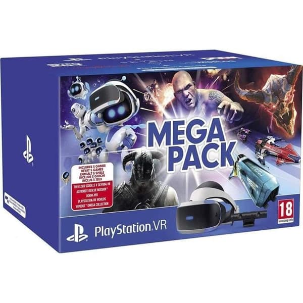 Sony PlayStation VR megapack, med PS VR-headset + PS-kamera + 5 spel ingår, System kompatibelt med alla PS4-konsoler, färg- USED