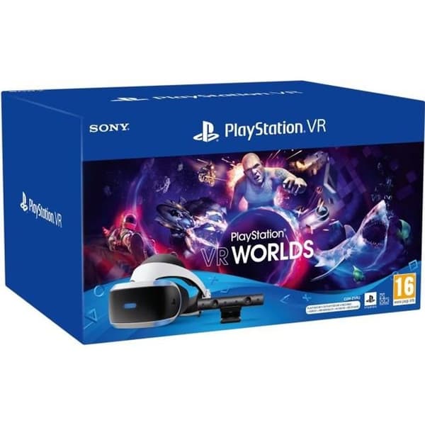 StarterPack PSVR MK5: PSVR Headset + PlayStation Camera V2 + Naboo Adapter + VR Worlds - Officiell PlayStation- USED