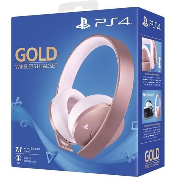 Gold Rose Gold trådlöst headset - Sony Virtual Surround Sound 7.1 för PS4 - PSVR optimerad - PlayStation Official- USED