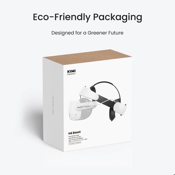 KIWI design H4 Boost Huvudrem med Batteri Kompatibel med Meta Quest 3/3S Bekväm Halo Rem