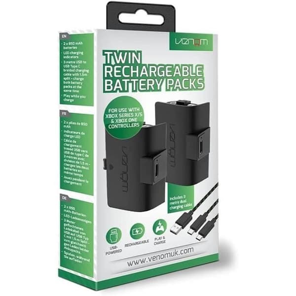 Paket med två uppladdningsbara batterier för Xbox Series-kontroller - VENOM - VS2882 - Svart