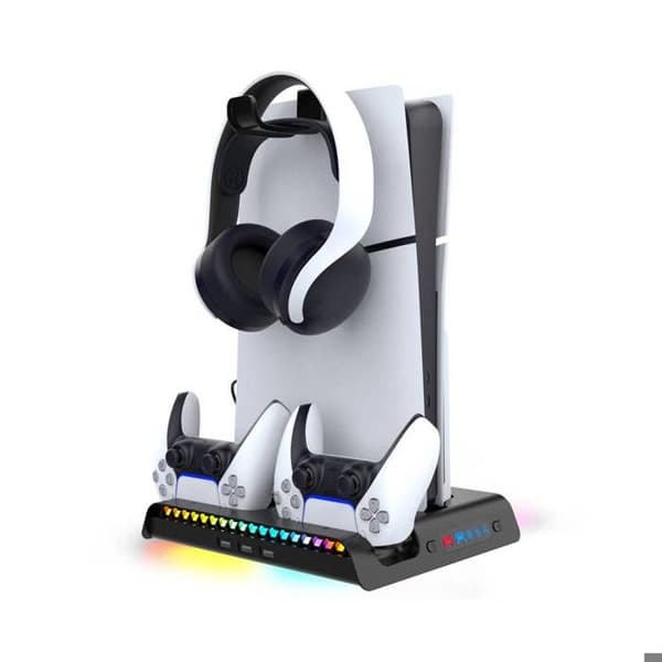 Multifunktionell RGB-laddstation för PS5 Slim med kylning Ipega svart