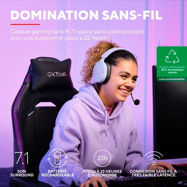 Spelheadset - Trust Gaming - GXT 491P Fayzo - Trådlöst - 7.1 Surround Sound - 22H batteritid