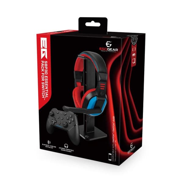 EgoGear - Grundpaket SBP30 - Hörlurar - Kontroller - Ställ för Nintendo Switch, Switch OLED, PS3 och PC