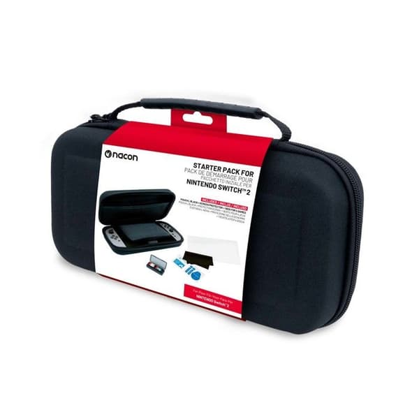 Nacon pack med 3 svarta element för Switch 2 | 1 hård väska | 1 skärmskydd | Förvaringslåda för spel