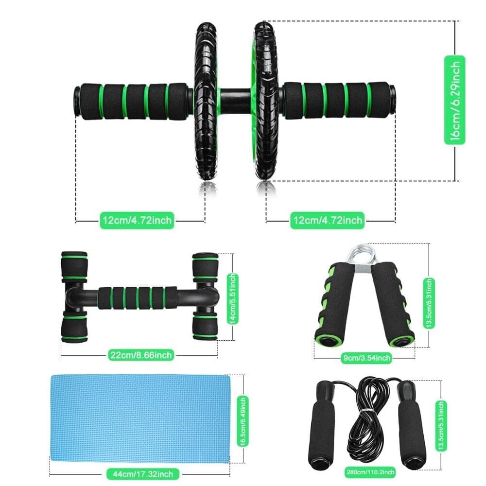 7 st/set 4-i-1 AB Wheel Roller Kit AB Roller Pro med push-up-stång, hopprep, knä