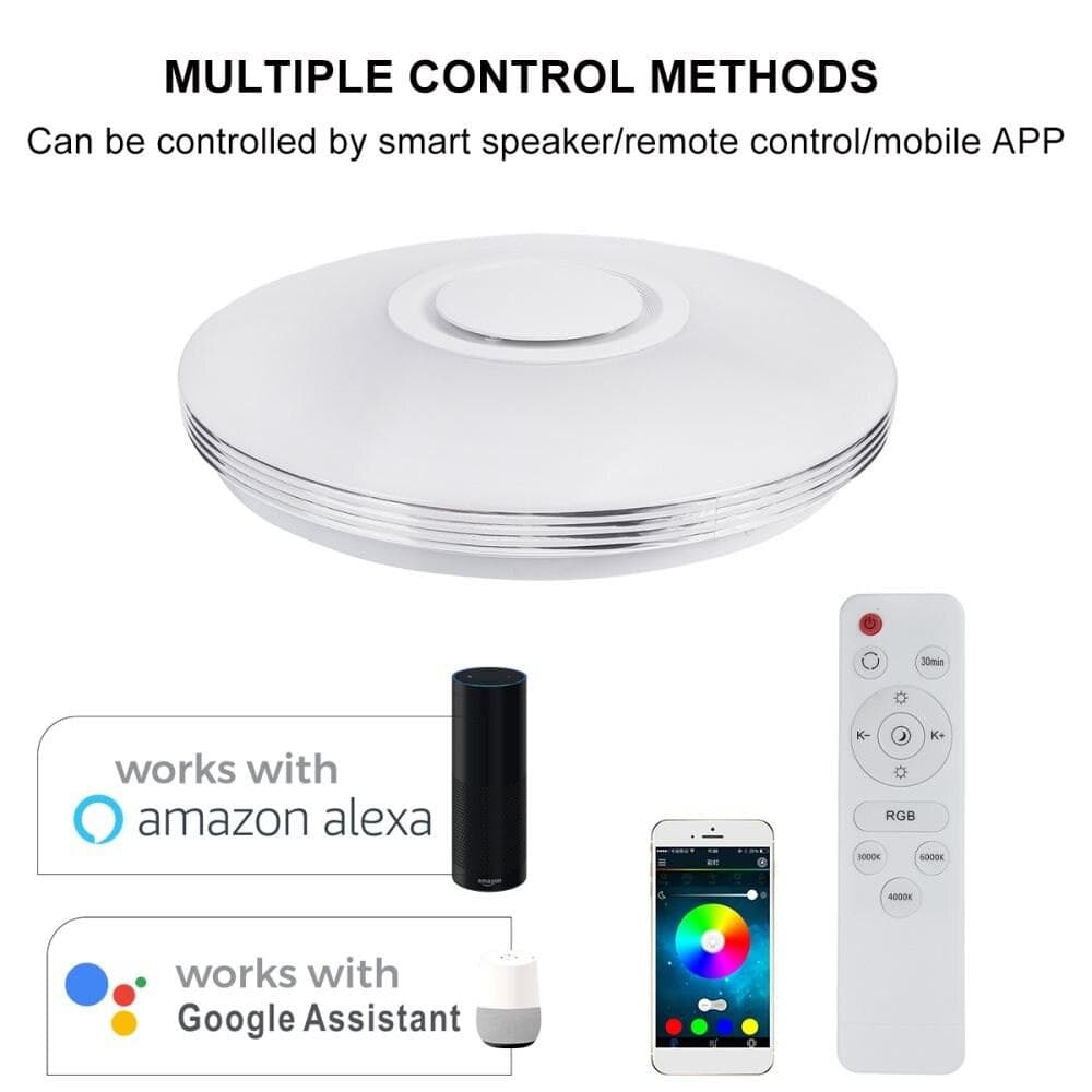 300W 39cm WiFi Mordern RGB dimbar LED taklampor hem vardagsrumsbelysning fjärrstyrning APP kontroll bluetooth musik taklampa