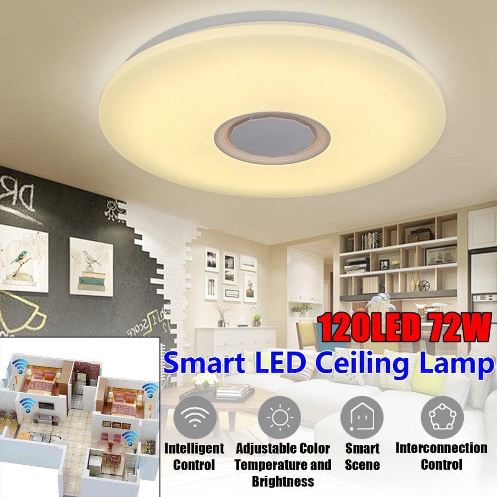 500W 40CM WiFi Modern RGB LED Taklampa Hembelysning APP bluetooth Musik Smart Taklampa+Fjärrkontroll För google/alexa(48W)