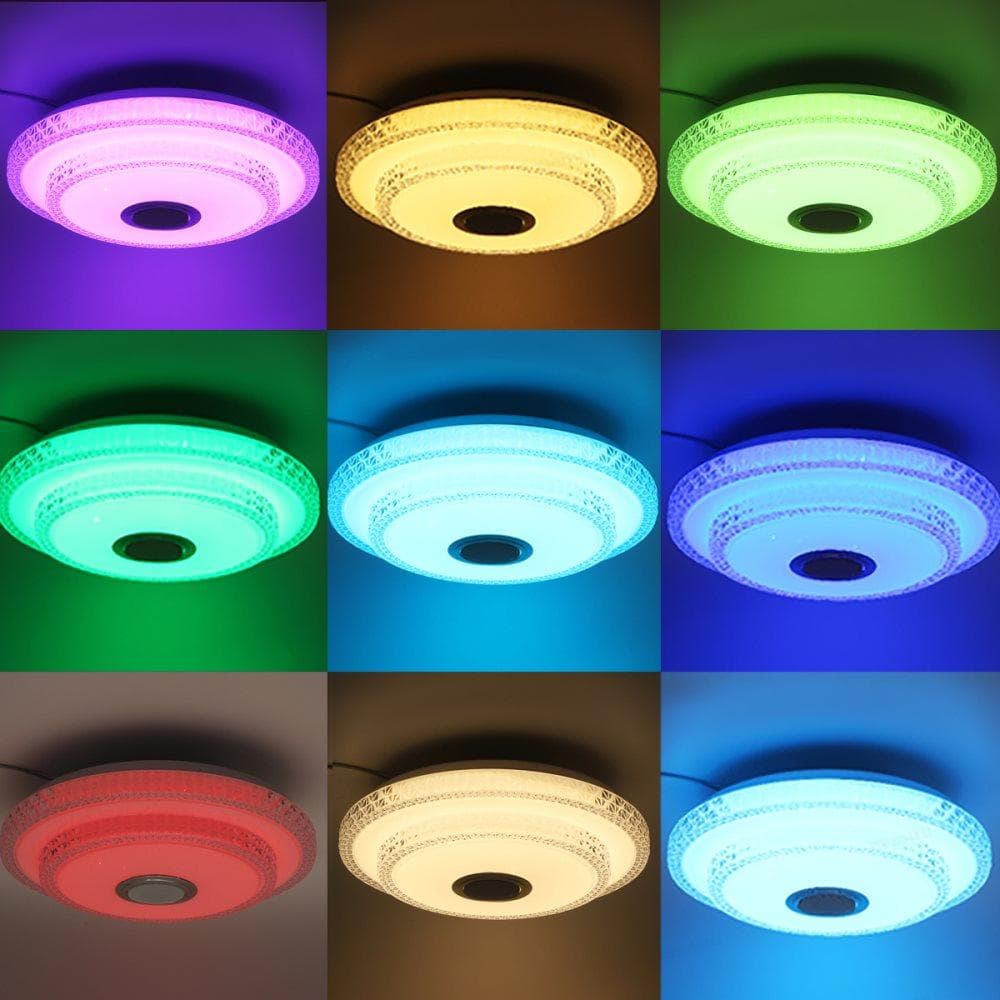 500W RGB bluetooth LED-taklampa 256 RGB Musikhögtalare Dimbar lampa, väggbrytare+Mobil APP Kontroll+Fjärrkontroll Presenter 110-220V