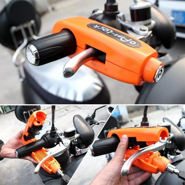 Anti-stöld lås på handbroms till motorcykel Orange