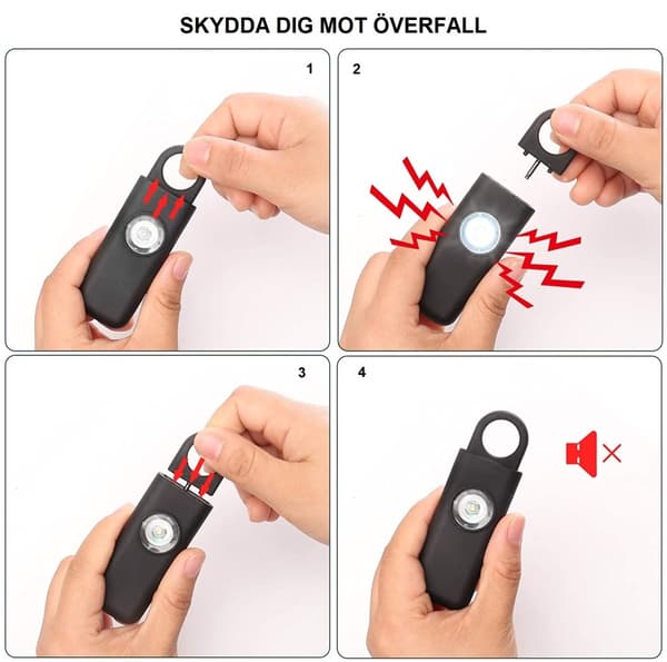 Overfaldsalarm med blinkende LED-lys - Sort
