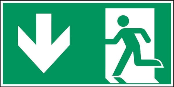 Brady, E/A180/E001/NT-SA-297x148/1-B, B-7541, flugtvej (venstre) - førstehjælp og flugtvej, polyesterlamineret, hvid på grøn, 297 x 148 mm, rektangel