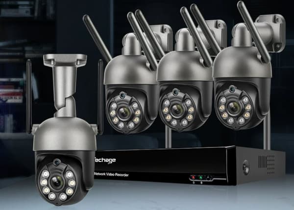 8CH 3MP trådlös övervakningskamera Wifi PTZ X 2 ST IP-kamera utomhus Auto spårning Tvåvägsljud Fullfärg Natt CCTV Video