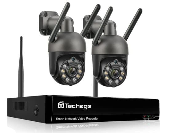 8CH 3MP trådlös övervakningskamera Wifi PTZ X 2 ST IP-kamera utomhus Auto spårning Tvåvägsljud Fullfärg Natt CCTV Video