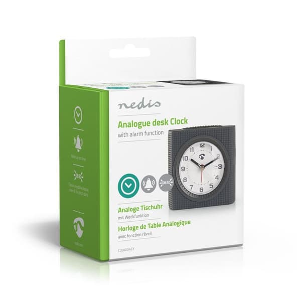 Nedis Analog Desk Alarm Clock | slumrefunksjon | Bakgrunnsbelysning | Grå / Hvit
