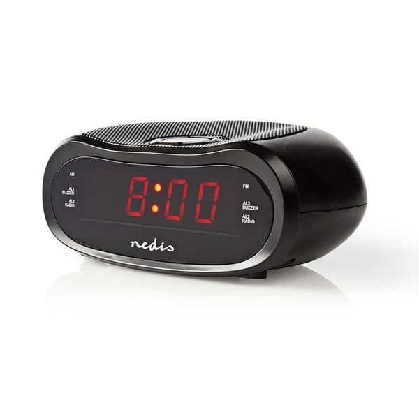 Nedis Digitaalinen Kelloradio | LED-Näyttö | AM / FM | Torkkutoiminto | Uniajastus | Hälytysten lukumäärä: 2 | Musta