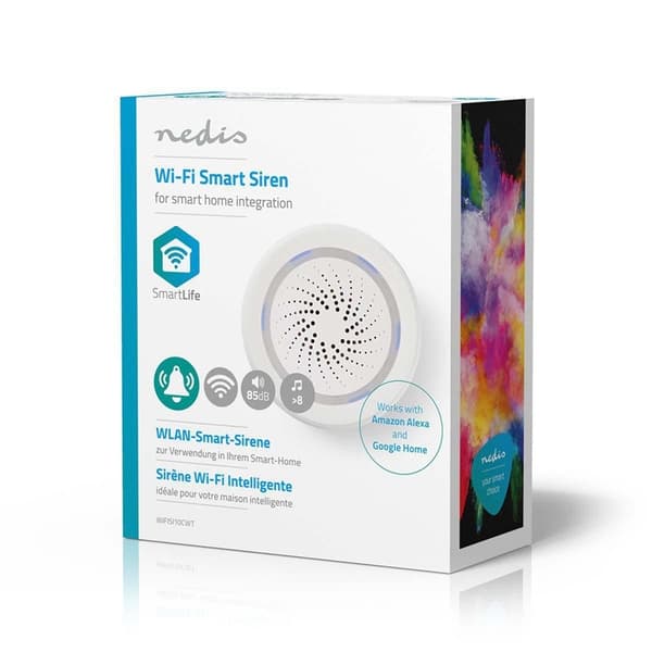 Nedis SmartLife-Siren | Wi-Fi | Strömadapter | 8 Ljud | 85 dB | Android™ / IOS | Vit