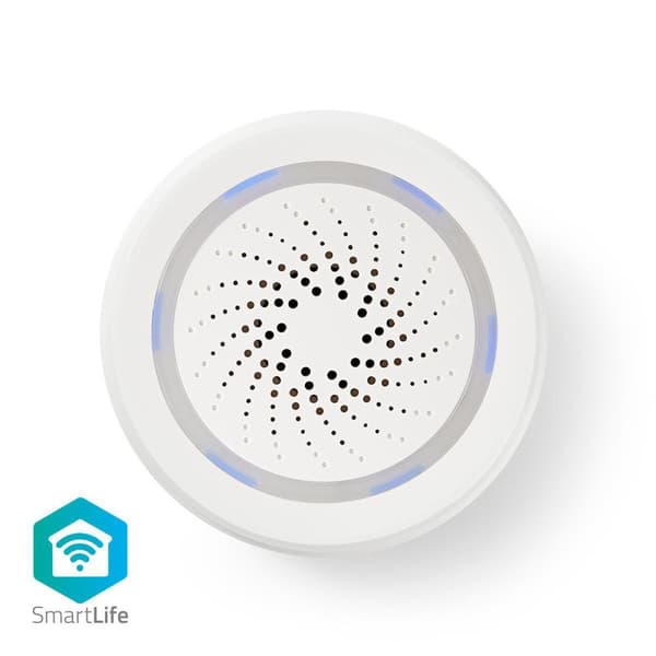 Nedis SmartLife-Siren | Wi-Fi | Strömadapter | 8 Ljud | 85 dB | Android™ / IOS | Vit