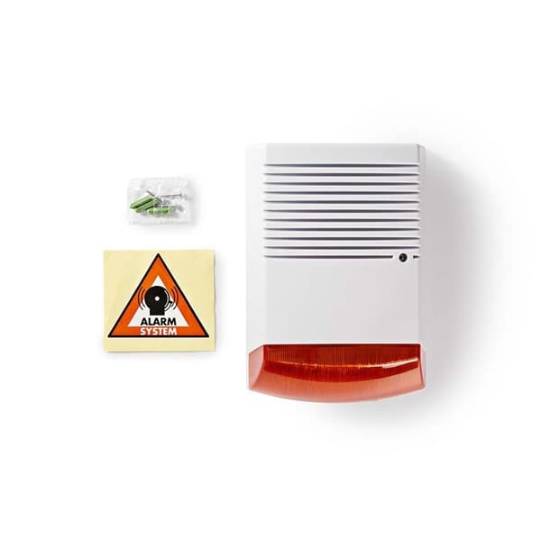 Nedis Dummy Security Sirene | IP44 | Batteri | Udendørs | Hvid / Orange