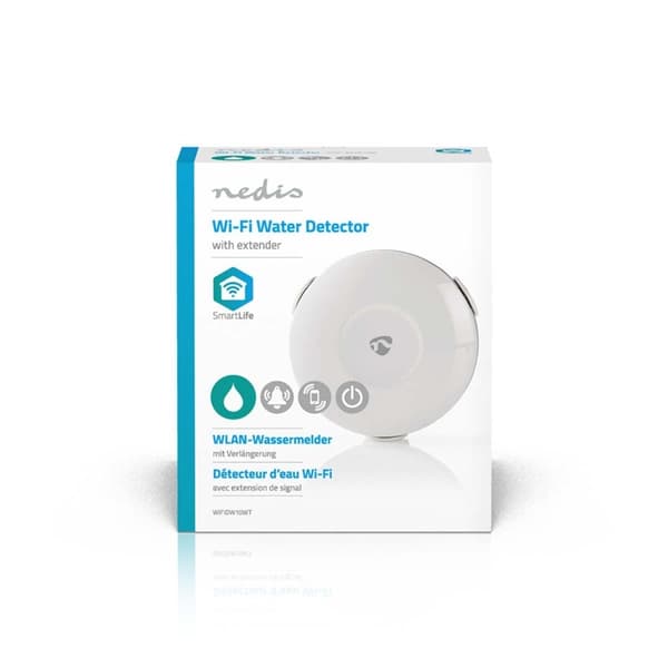 Nedis SmartLife Vand Detektor | Wi-Fi | Batteri | Udvidelse inkluderet | Maks. batteritid: 24 måned | 50 dB | Hvid
