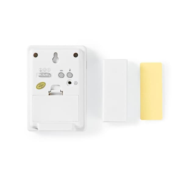 Nedis Trådløst Dørklokke Sæt | Batteri | 3 V DC | 1x CR2032 | Volume: 80 dB | Signalområde: 300 m | IP44 | 36 Melodier | 1 Modtager | Hvid