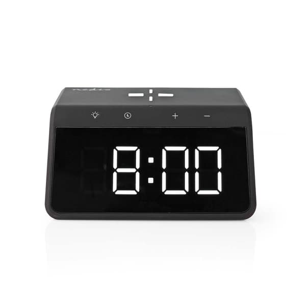Nedis Vækkeur med Trådlås Ladning | Qi certificeret | 5 / 7.5 / 10 / 15 W | USB-A Han | Natlys | 2 Alarmtider | Snooze funktion