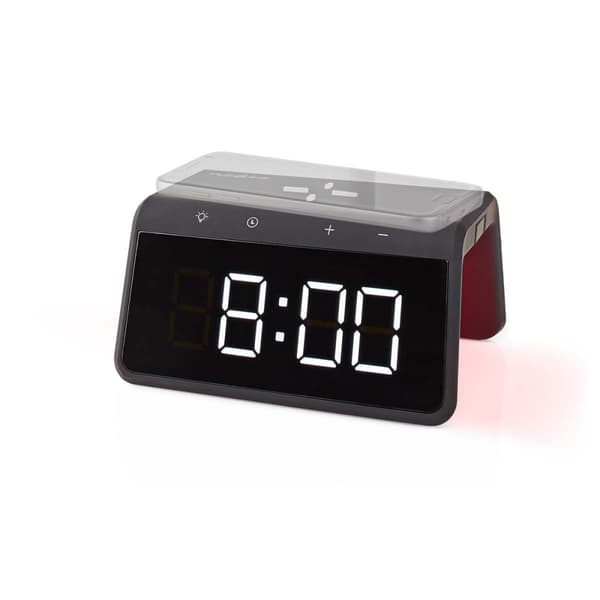 Nedis Vækkeur med Trådlås Ladning | Qi certificeret | 5 / 7.5 / 10 / 15 W | USB-A Han | Natlys | 2 Alarmtider | Snooze funktion