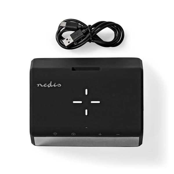 Nedis Vækkeur med Trådlås Ladning | Qi certificeret | 5 / 7.5 / 10 / 15 W | USB-A Han | Natlys | 2 Alarmtider | Snooze funktion