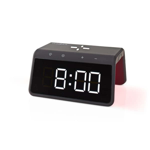 Nedis Alarm clock wireless charger | Qi sertifisert | 5 / 7.5 / 10 / 15 W | USB-A Han | Nattlys | 2 Alarmtider | slumrefunksjon