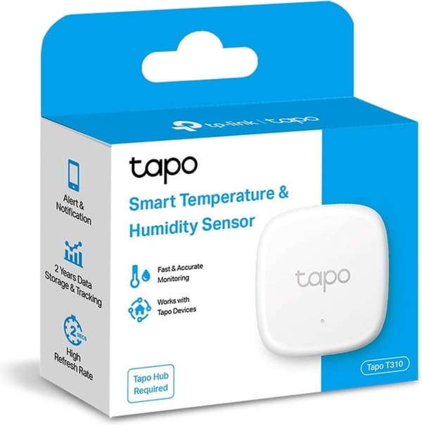 TP-Link Tapo T310 V1 - lämpötila- ja kosteusanturi - älykäs - langaton - 863 - 865 Mhz, 868 - 868,6 MHz - tiedontallennuksella ja -viennillä (TAPO T31