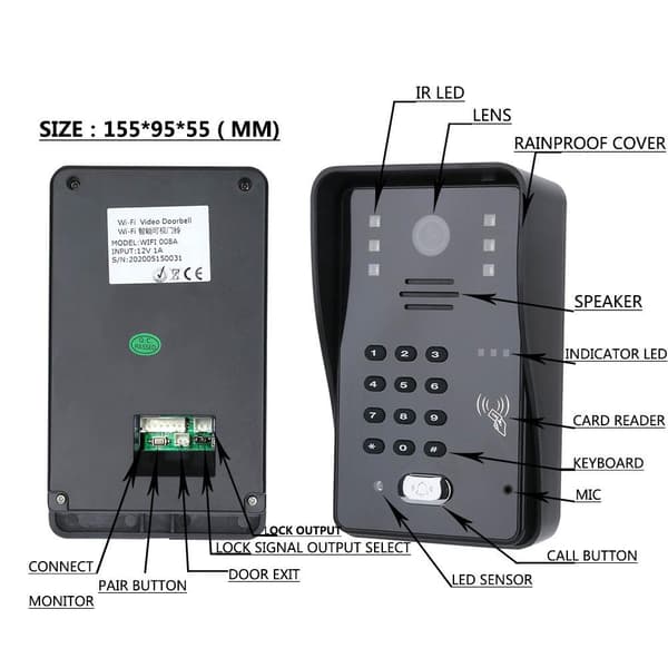 7 LCD RFID Adgangskode Video Dørtelefon Intercom System Sæt - Elektrisk Stød Lås & Fjernbetjening Oplåsning
